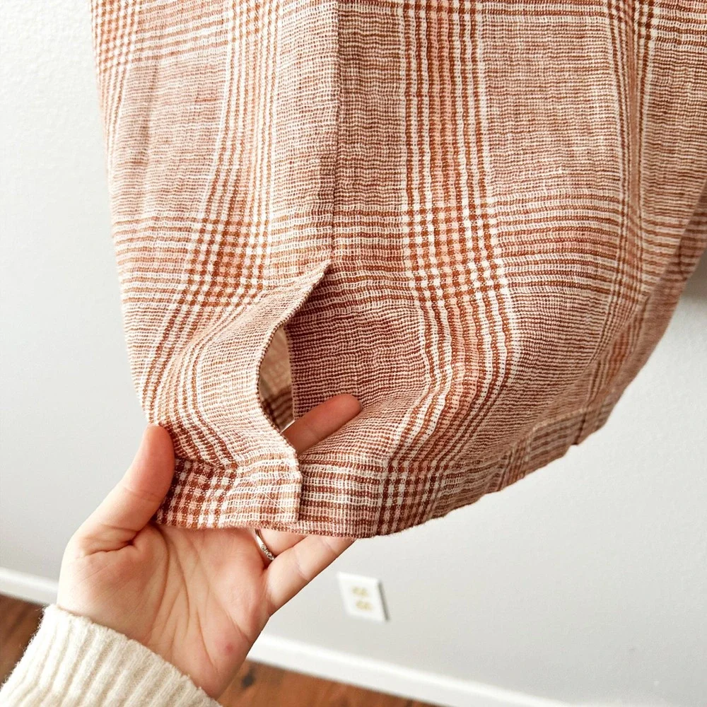 J. Jill Harper Henna Plaid Plaid Linen Cotton Oversize Blazer Jacket Size Medium - Picture 10 of 12